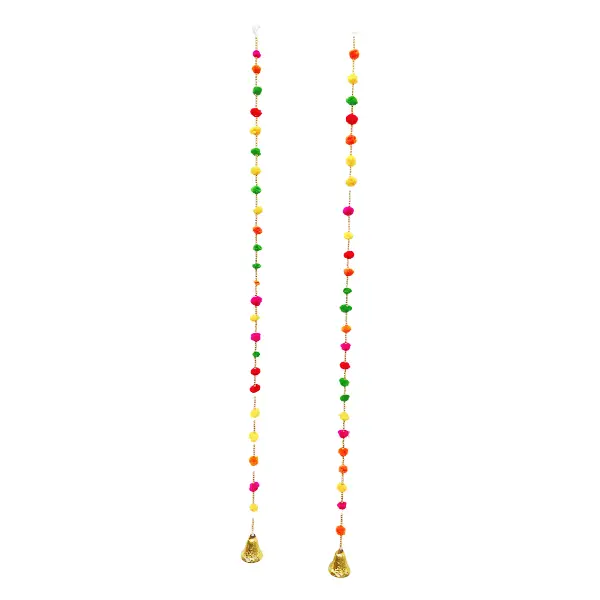 Multicolor pompom latkan pair