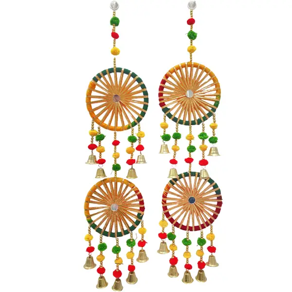 Pom Pom Bell Chakra Wall Hanging for Diwali and Housewarming main