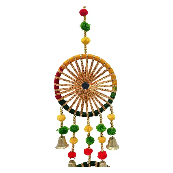 Pom Pom Bell Chakra Wall Hanging for Diwali and Housewarming5