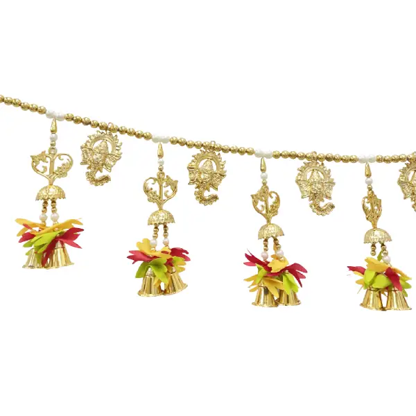 Traditional Ganesh Toran with Bells for Home Temple and Pooja Decor