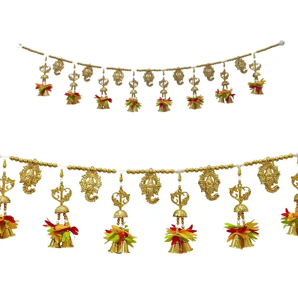 Traditional Ganesh Toran with Bells for Home Temple and Pooja Decor main