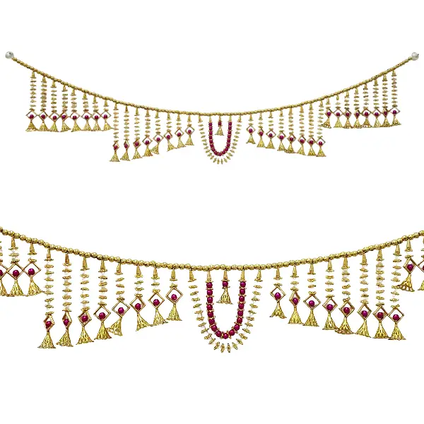 Traditional Pearl and Stone Toran – Elegant Bandhanwar for Pooja Door Hanging main