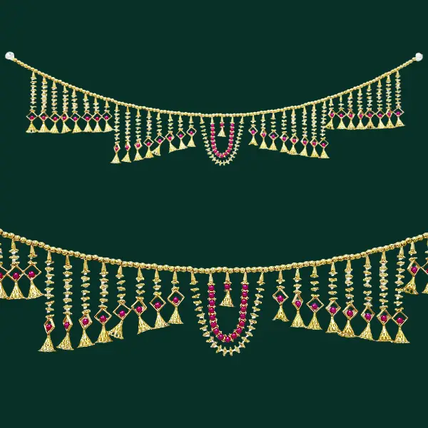 Traditional Pearl and Stone Toran – Elegant Bandhanwar for Pooja Door Hanging1