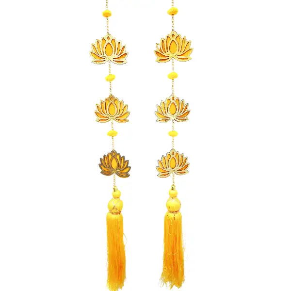 Yellow lotus toran for Diwali and pooja decoration yellow main