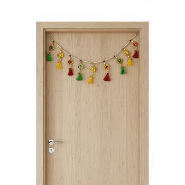 multicolor toran with pearls and tassels