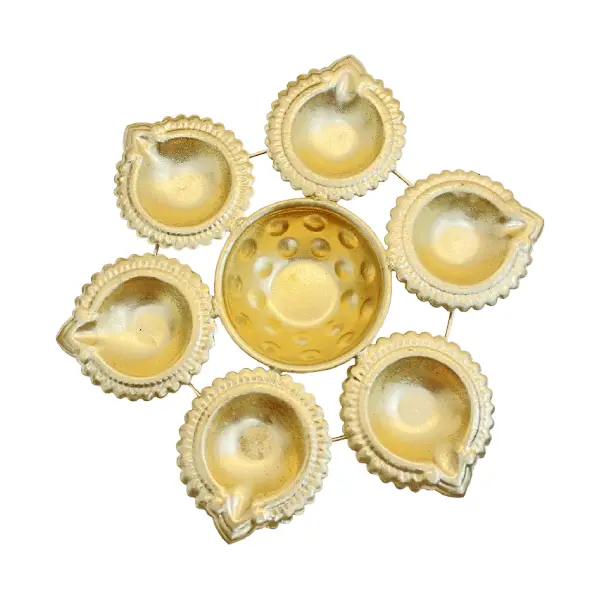 Brass 7 Diya Flower Stand