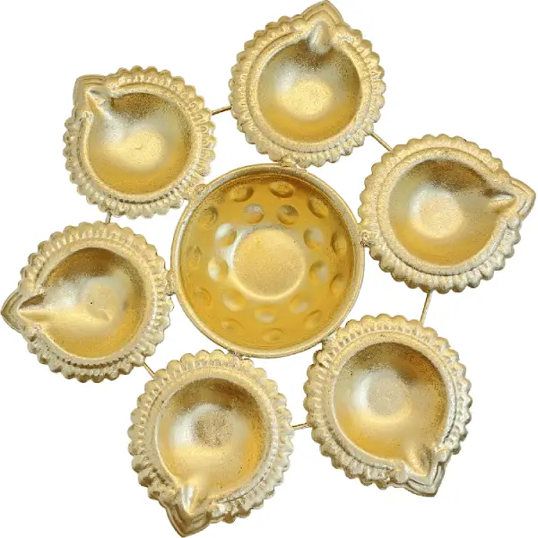 Brass 7 Diya Flower Stand1