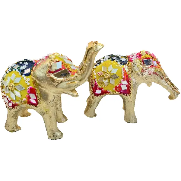 Golden Mosaic Elephant Decor Set2