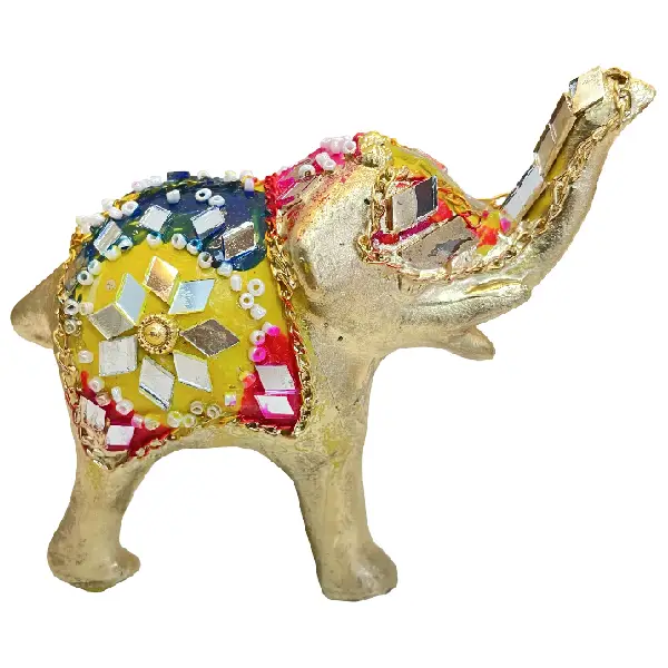 Golden Mosaic Elephant Decor Set4