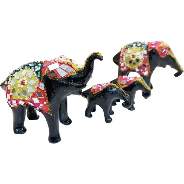 Mosaic Elephant Family Decorative Set1