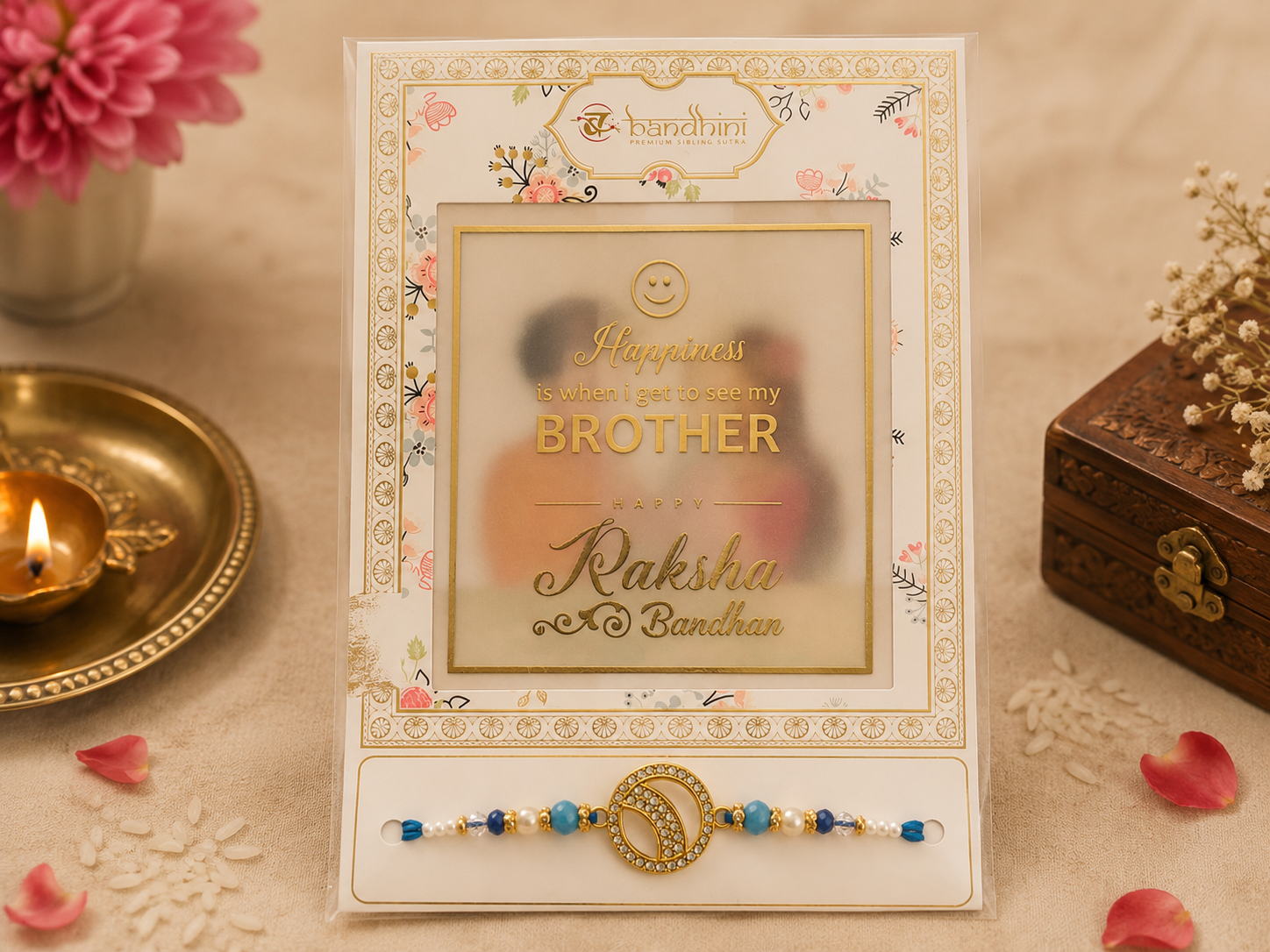 Bandhini Premium Evil Eye Rakhi with Greeting Frame Bandhini Premium Evil Eye Rakhi with Greeting Frame