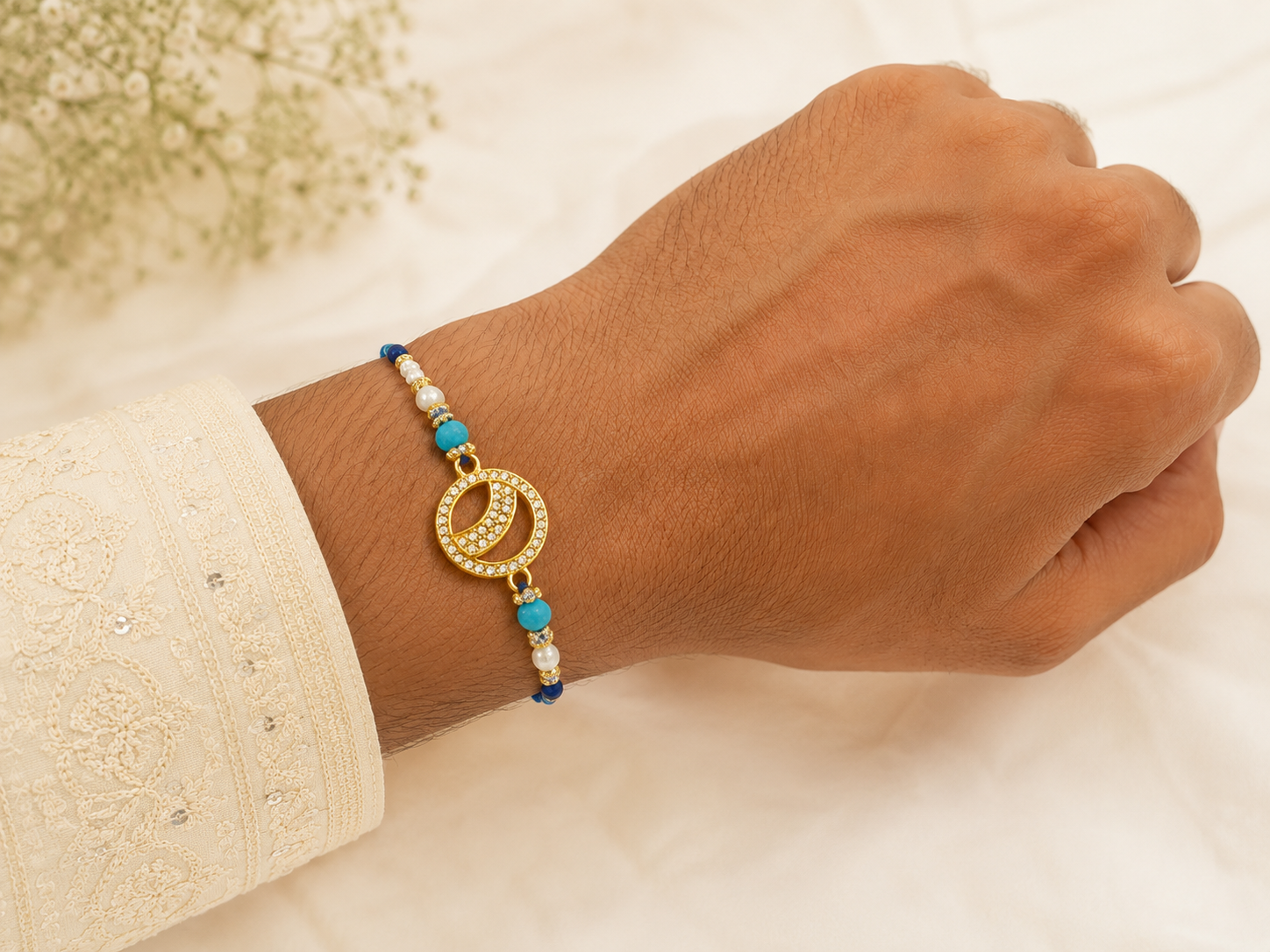 Bandhini Premium Evil Eye Rakhi with Greeting Frame1 Bandhini Premium Evil Eye Rakhi with Greeting Frame
