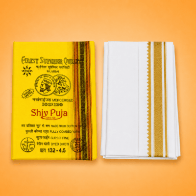 Dhoti (White and Yellow)