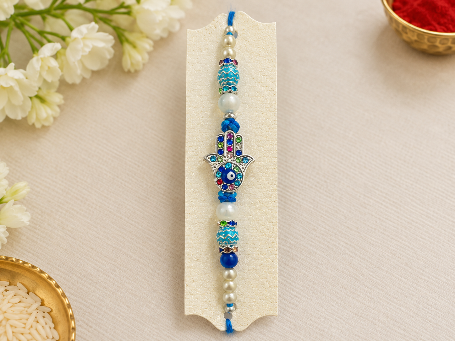 Hamsa Hand Evil Eye Premium Thread Rakhi Hamsa Hand Evil Eye Premium Thread Rakhi