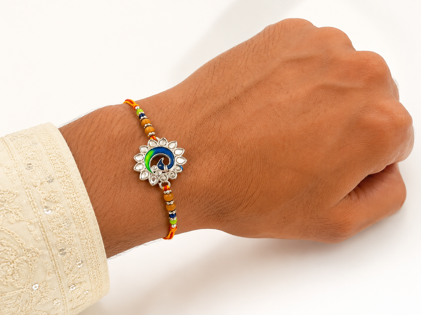 Kundan Peacock Designer Rakhi1 Kundan Peacock Designer Rakhi
