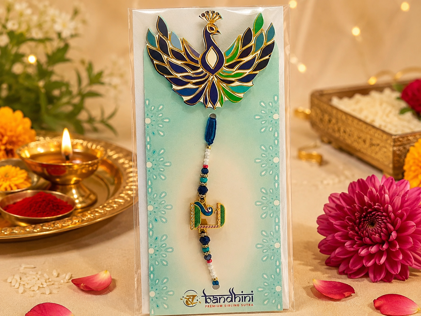 Peacock Enamel Designer Rakhi Peacock Enamel Designer Rakhi