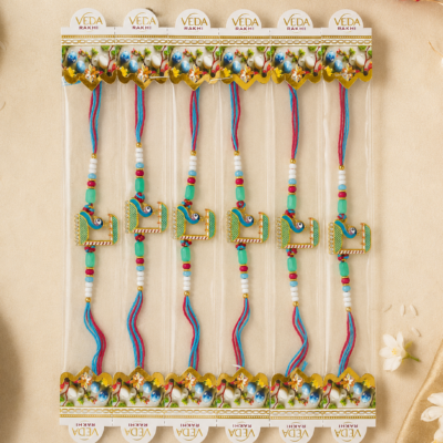 Peacock Enamel Thread Rakhi