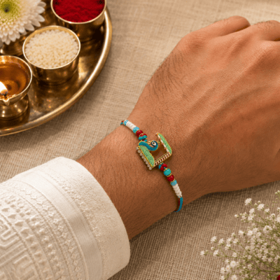 Peacock-Enamel-Thread-Rakhi