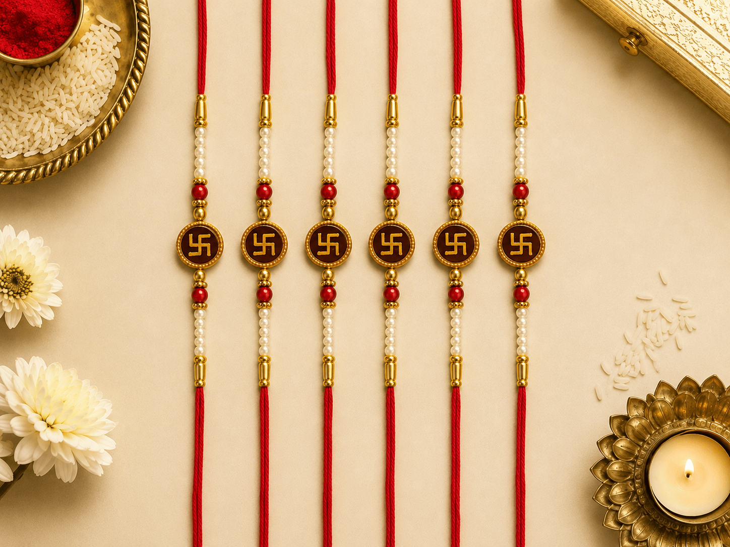 Religious Swastik Mauli Thread Rakhi (2) Religious Swastik Mauli Thread Rakhi