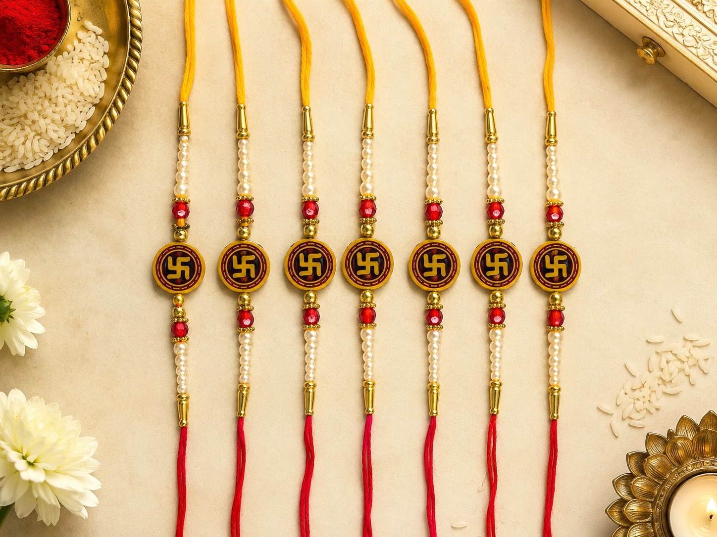 Religious Swastik Mauli Thread Rakhi Religious Swastik Mauli Thread Rakhi