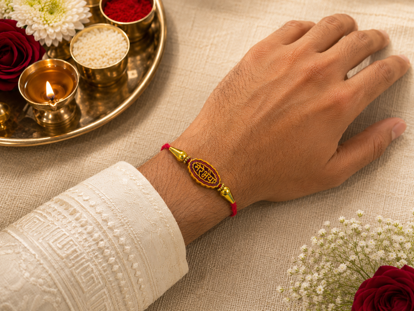 Set of 6 Mere Bhaiya Hindi Text Rakhi for Brother1 Set of 6 Mere Bhaiya Hindi Text Rakhi for Brother