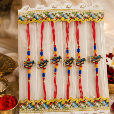 Veda Rakhi Set of 6 Divine Radha Krishna Rakhi Set