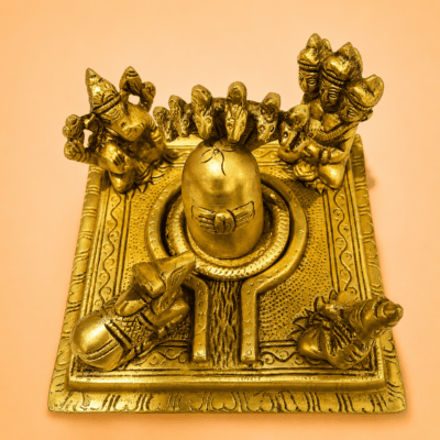 Brass Lord Shiv Parivar with Shivling Shri Kartik Ganesh Parvati and Nandi