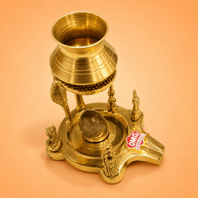 Brass Shivling with Abhishek Kalash Stand for Home Puja