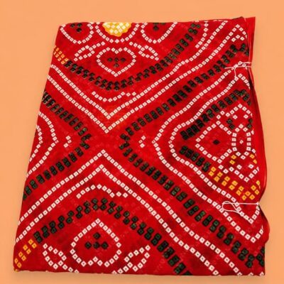 Chiffon bandhani saree for puja and daan