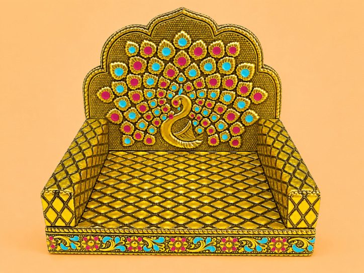 Mayur Singhasan for Laddu Gopal Ji in Wood (Lakdi)