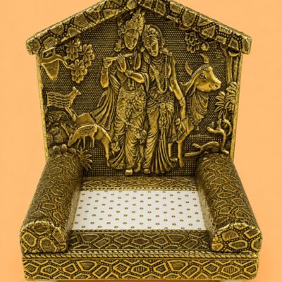 Premium Laddu Gopal Ji Singhasan with Radha Krishna Mayur Design in Brass (Pital)