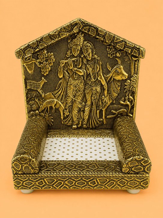 Premium Laddu Gopal Ji Singhasan with Radha Krishna Mayur Design in Wood (Lakdi)