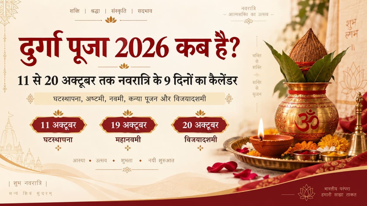 दुर्गा पूजा 2026 की मुख्य तारीखें 11 से 20 अक्टूबर