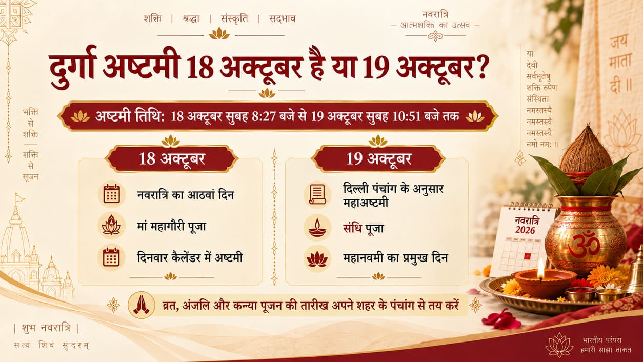 दुर्गा अष्टमी 2026 18 अक्टूबर या 19 अक्टूबर तारीख