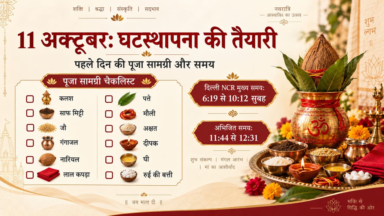 11 अक्टूबर 2026 घटस्थापना की तैयारी और पूजा सामग्री