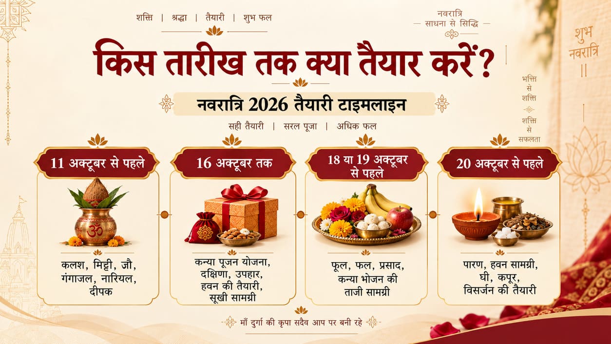 नवरात्रि 2026 पूजा तैयारी टाइमलाइन