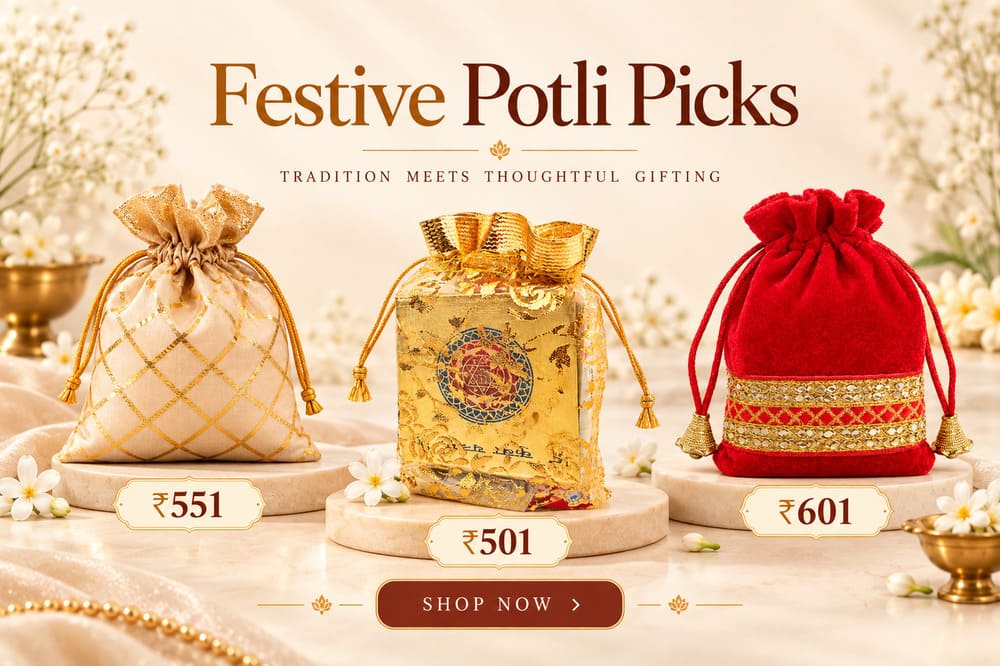 3 types of Laxmi Potli with 21 Puja Items